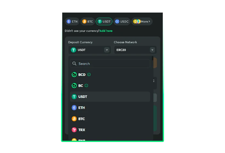 Choice of deposit method