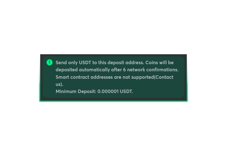 Selection of the deposit amount according to the specified minimum amount