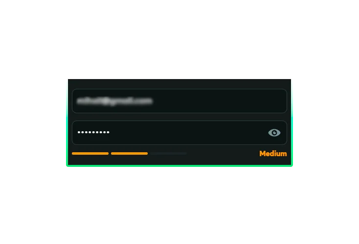 Entering data to create an account