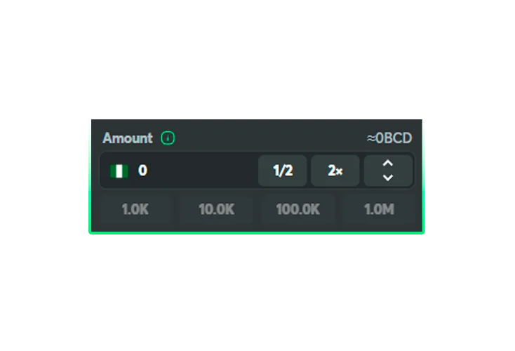 Selecting the bet amount