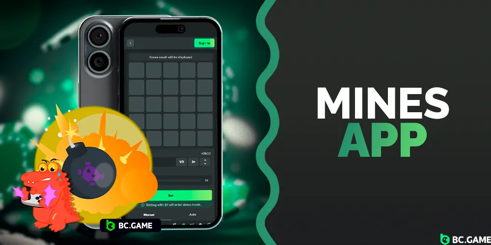 BC Game mobile app for playing Mines