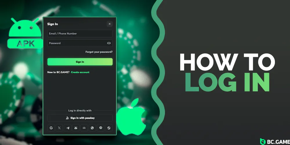 How to log in via application